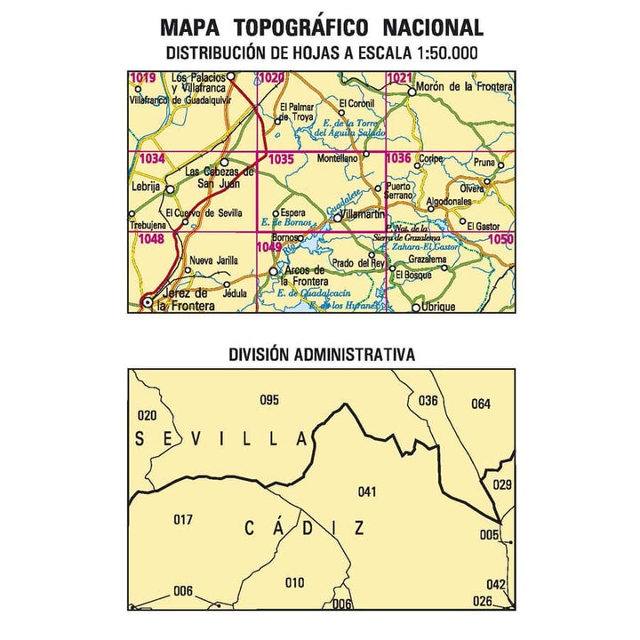 Carte topographique de l'Espagne n° 1035 - Villamartín | CNIG - 1/50 000 carte de randonnée CNIG