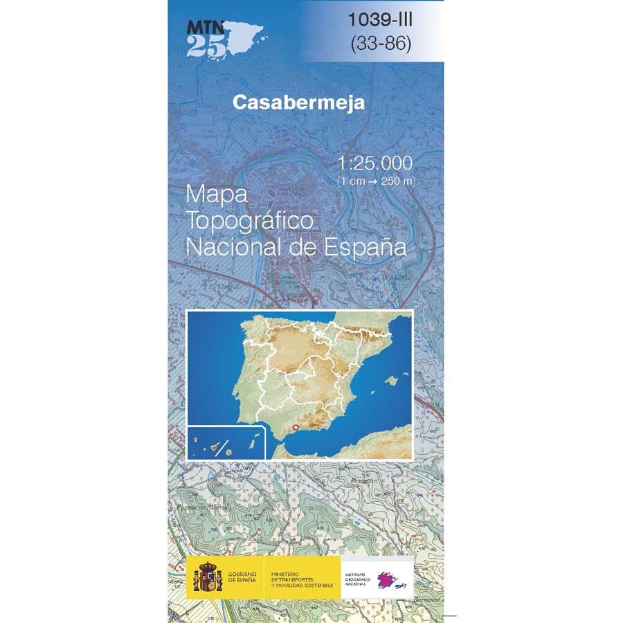 Carte topographique de l'Espagne n° 1039.3 - Casabermeja | CNIG - 1/25 000 carte de randonnée CNIG 