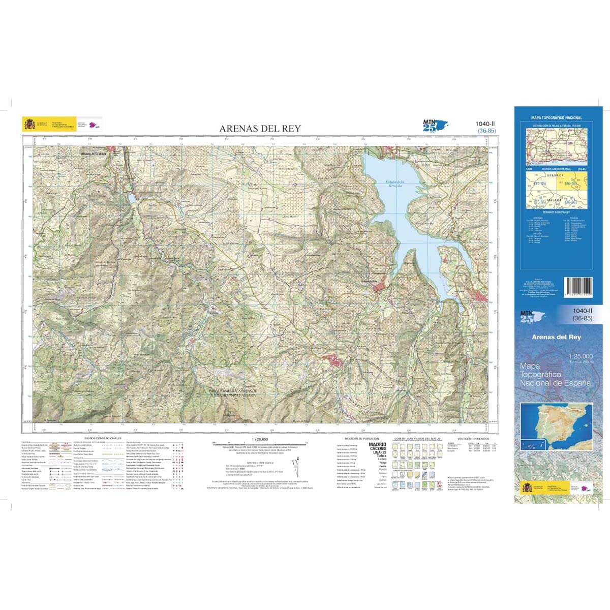 Carte topographique de l'Espagne n° 1040.2 - Arenas del Rey | CNIG - 1/25 000 carte de randonnée CNIG 