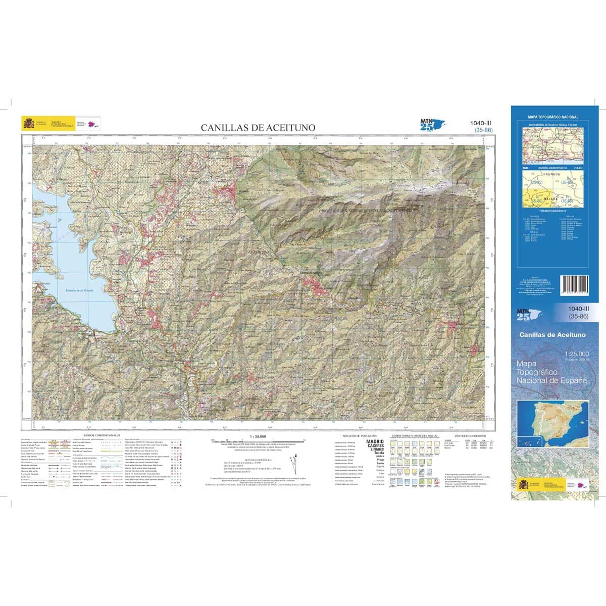 Carte topographique de l'Espagne n° 1040.3 - Canillas de Aceituno | CNIG - 1/25 000 carte de randonnée CNIG 