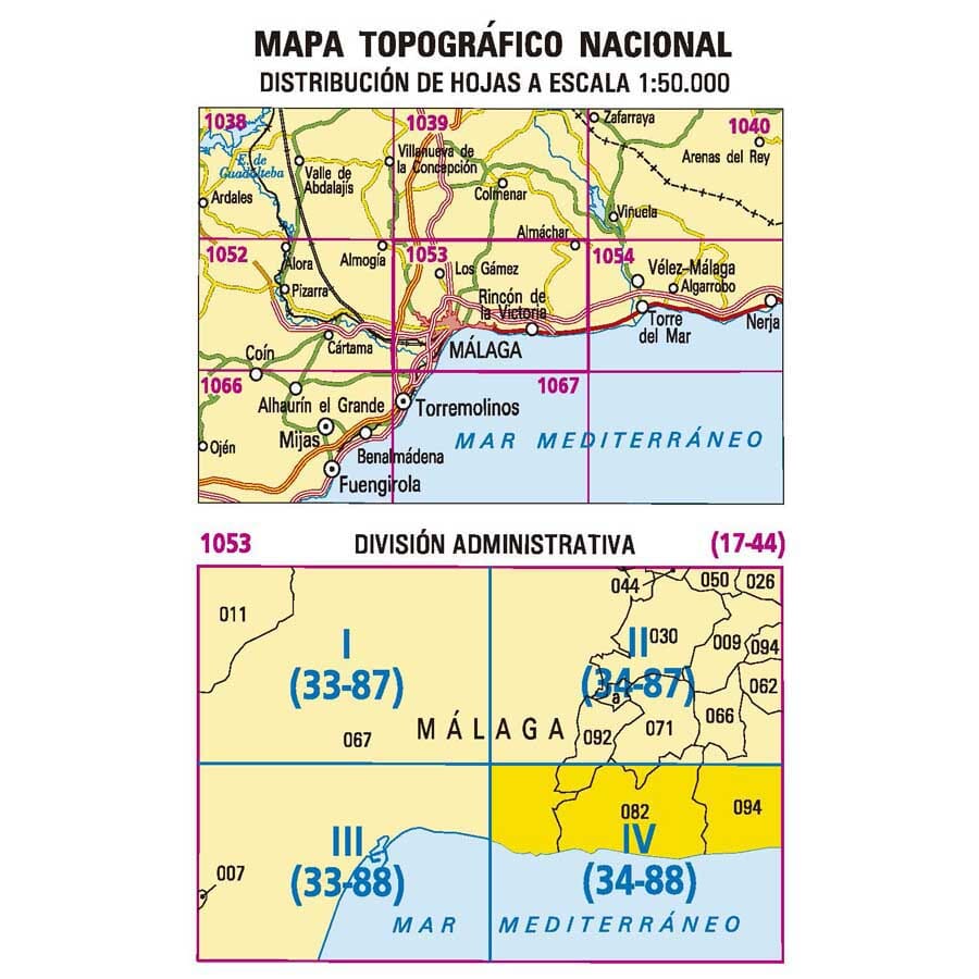 Carte topographique de l'Espagne n° 1053.4 - Rincón de la Victoria 1/25 | CNIG - 1/25 000 carte pliée CNIG 