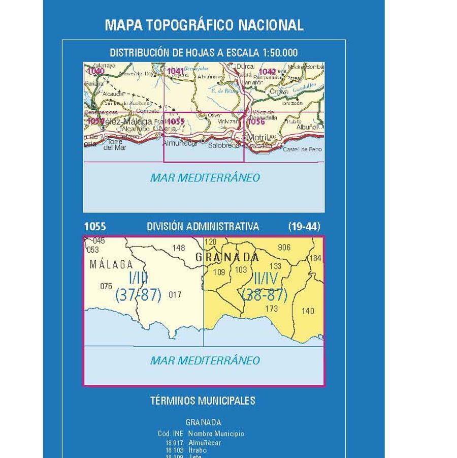 Carte topographique de l'Espagne n° 1055.2 & 1055.4 - Motril | CNIG - 1/25 000 carte de randonnée CNIG