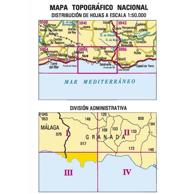 Carte topographique de l'Espagne n° 1055.3 - Almuñécar | CNIG - 1/25 000 carte de randonnée CNIG