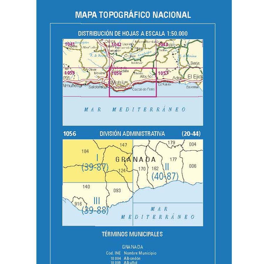 Carte topographique de l'Espagne n° 1056.1 - Vélez de Benaudalla | CNIG - 1/25 000 carte de randonnée CNIG