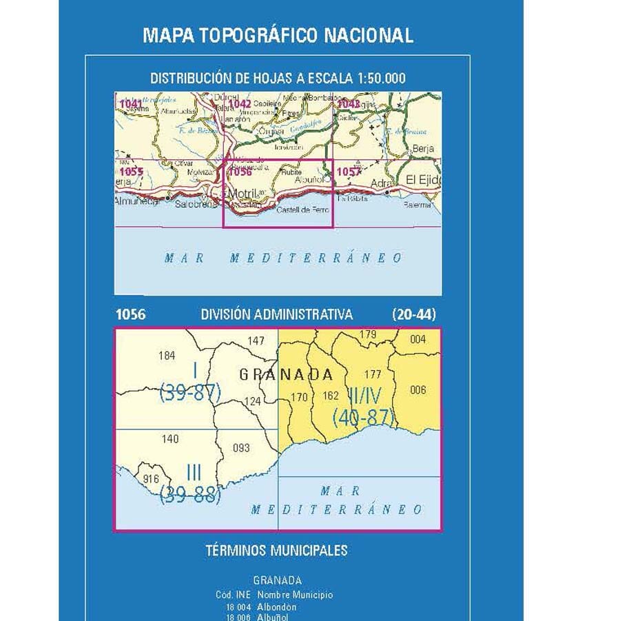 Carte topographique de l'Espagne n° 1056.2 & 1056.4 - Albuñol | CNIG - 1/25 000 carte de randonnée CNIG