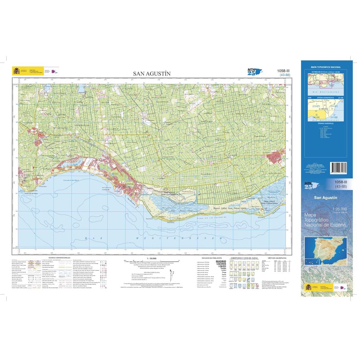 Carte topographique de l'Espagne n° 1058.3 - San Agustín | CNIG - 1/25 000 carte de randonnée CNIG
