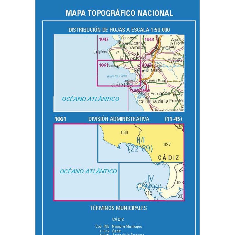 Carte topographique de l'Espagne n° 1061.2 - El Puerto de Santa María | CNIG - 1/25 000 carte de randonnée CNIG