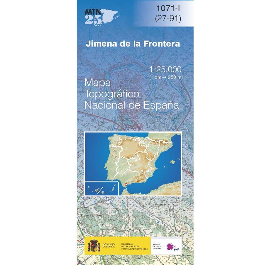 Carte topographique de l'Espagne n° 1071.1 - Jimena de la Frontera | CNIG - 1/25 000 carte de randonnée CNIG 