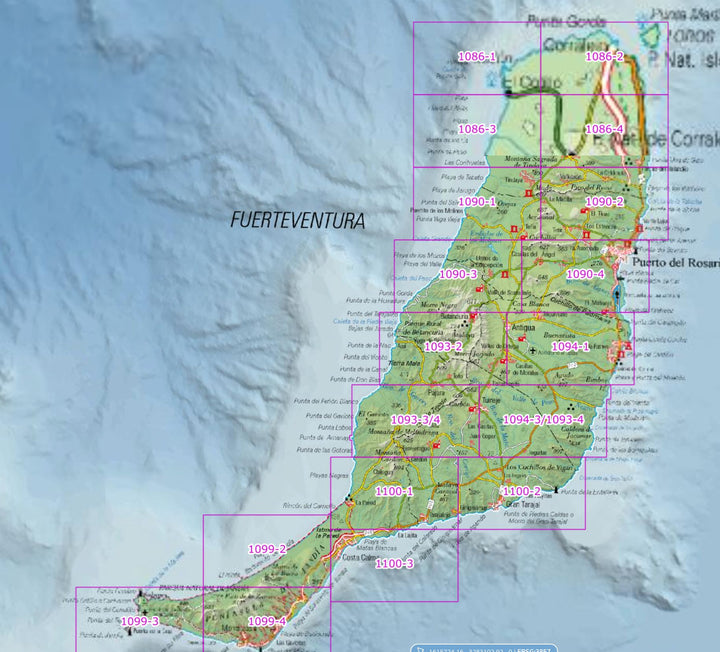 Carte topographique de l'Espagne n° 1090.3 - Valle de Santa Inés (Fuerteventura) | CNIG - 1/25 000 carte pliée CNIG 