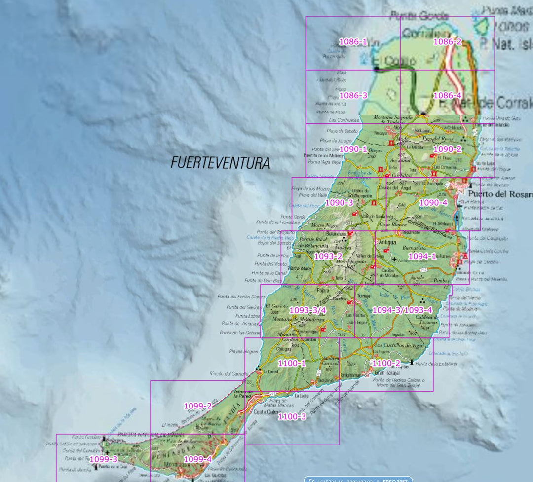 Carte topographique de l'Espagne n° 1093.2 - Antigua (Fuerteventura) | CNIG - 1/25 000 carte pliée CNIG 