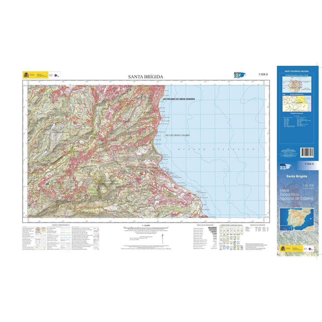 Carte topographique de l'Espagne n° 1104.2 - Santa Brígida (Gran Canaria) | CNIG - 1/25 000 carte pliée CNIG 