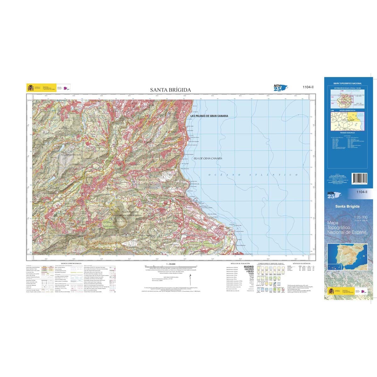 Carte topographique de l'Espagne n° 1104.2 - Santa Brígida (Gran Canaria) | CNIG - 1/25 000 carte de randonnée CNIG