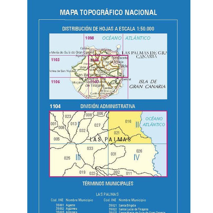 Carte topographique de l'Espagne n° 1104.2 - Santa Brígida (Gran Canaria) | CNIG - 1/25 000 carte pliée CNIG 