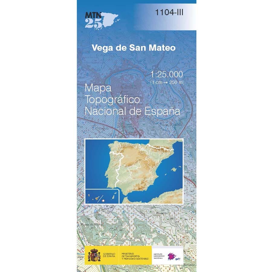Carte topographique de l'Espagne n° 1104.3 - Vega de San Mateo (Gran Canaria) | CNIG - 1/25 000 carte pliée CNIG 