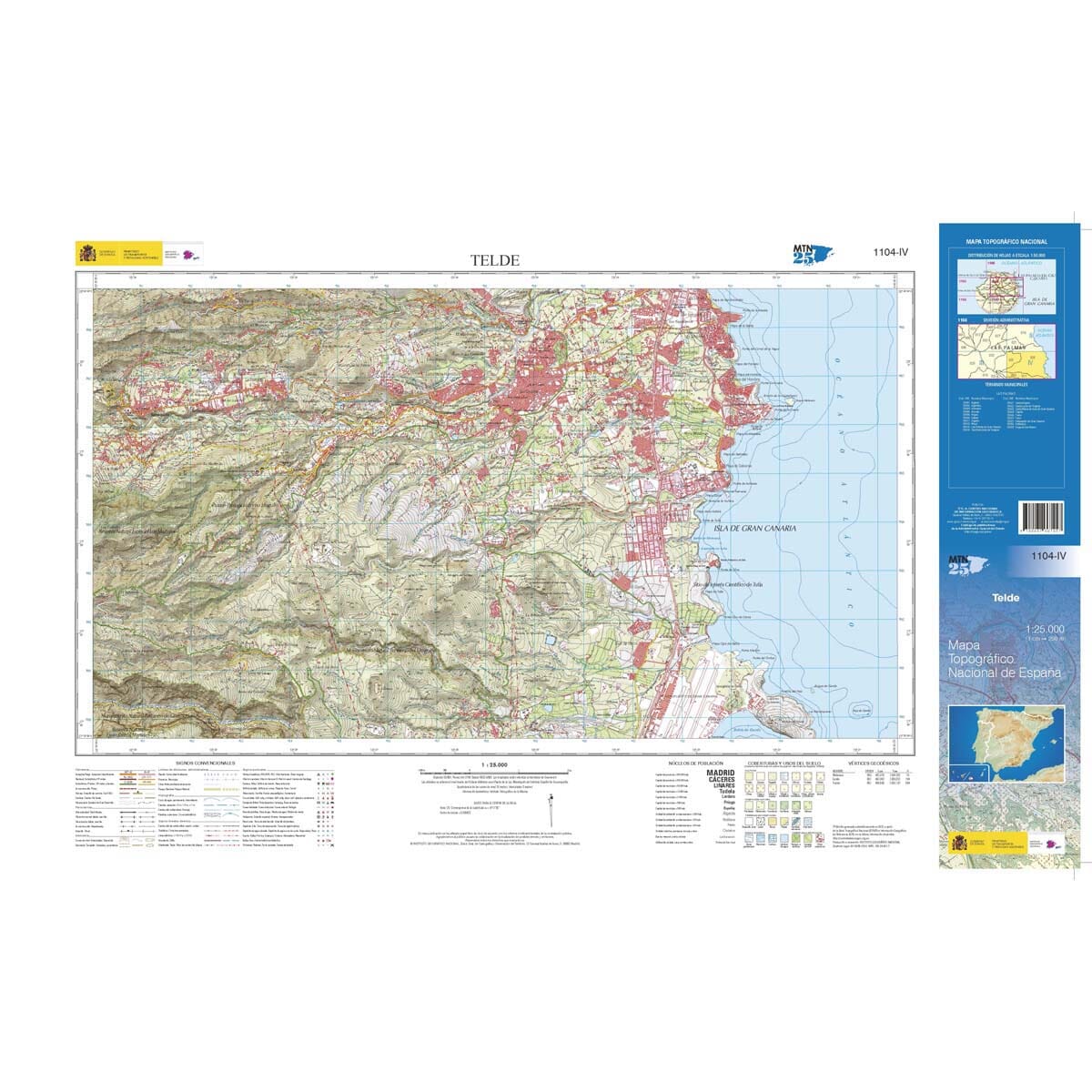 Carte topographique de l'Espagne n° 1104.4 - Telde (Gran Canaria) | CNIG - 1/25 000 carte de randonnée CNIG