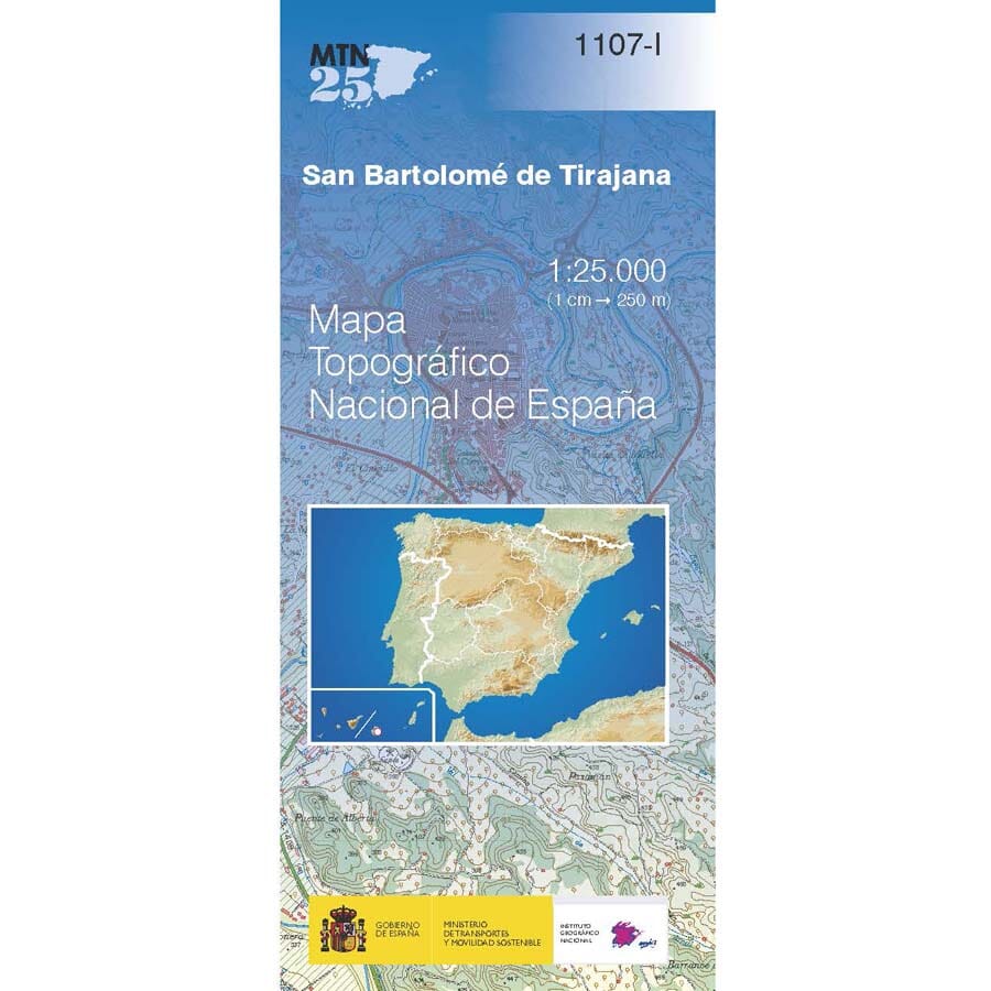 Carte topographique de l'Espagne n° 1107.1 - San Bartolomé de Tirajana (Gran Canaria) | CNIG - 1/25 000 carte pliée CNIG 