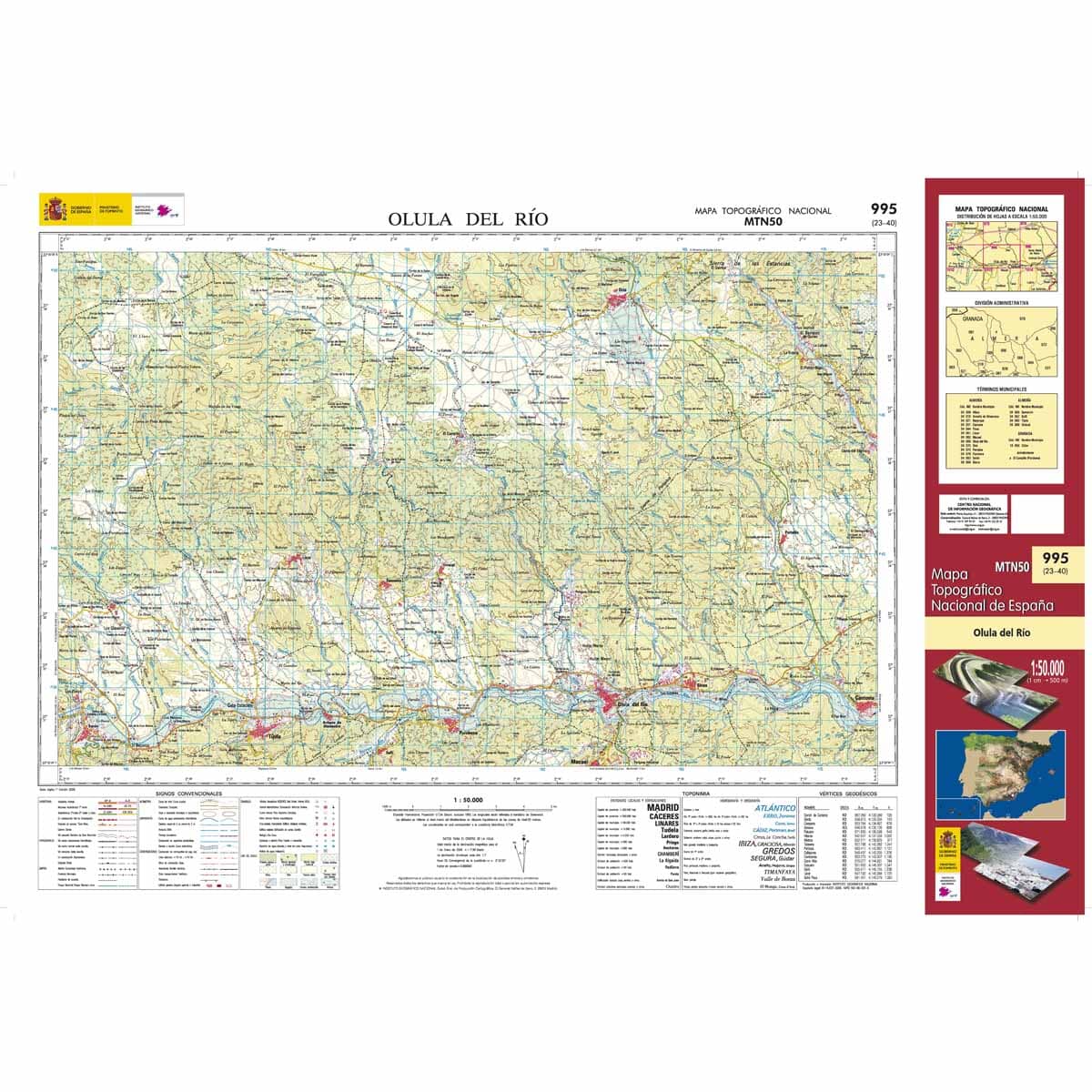 Carte topographique de l'Espagne n° 995 - Olula del Río | CNIG - 1/50 000 carte de randonnée CNIG