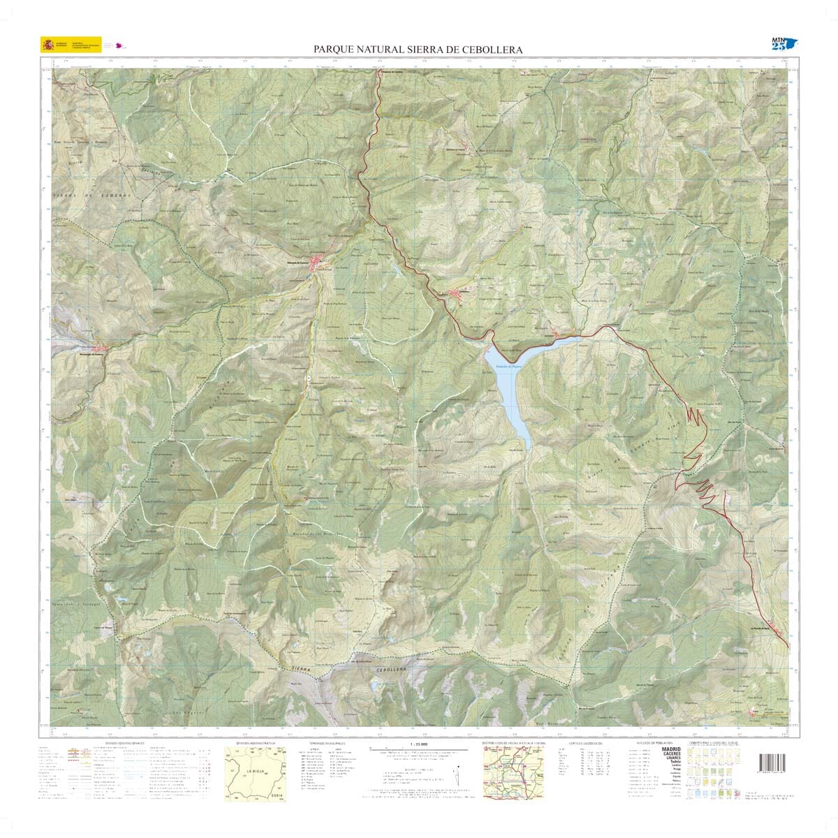 Carte topographique de l'Espagne - Parc naturel de la Sierra de Cebollera | CNIG - 1/25 000 carte de randonnée CNIG