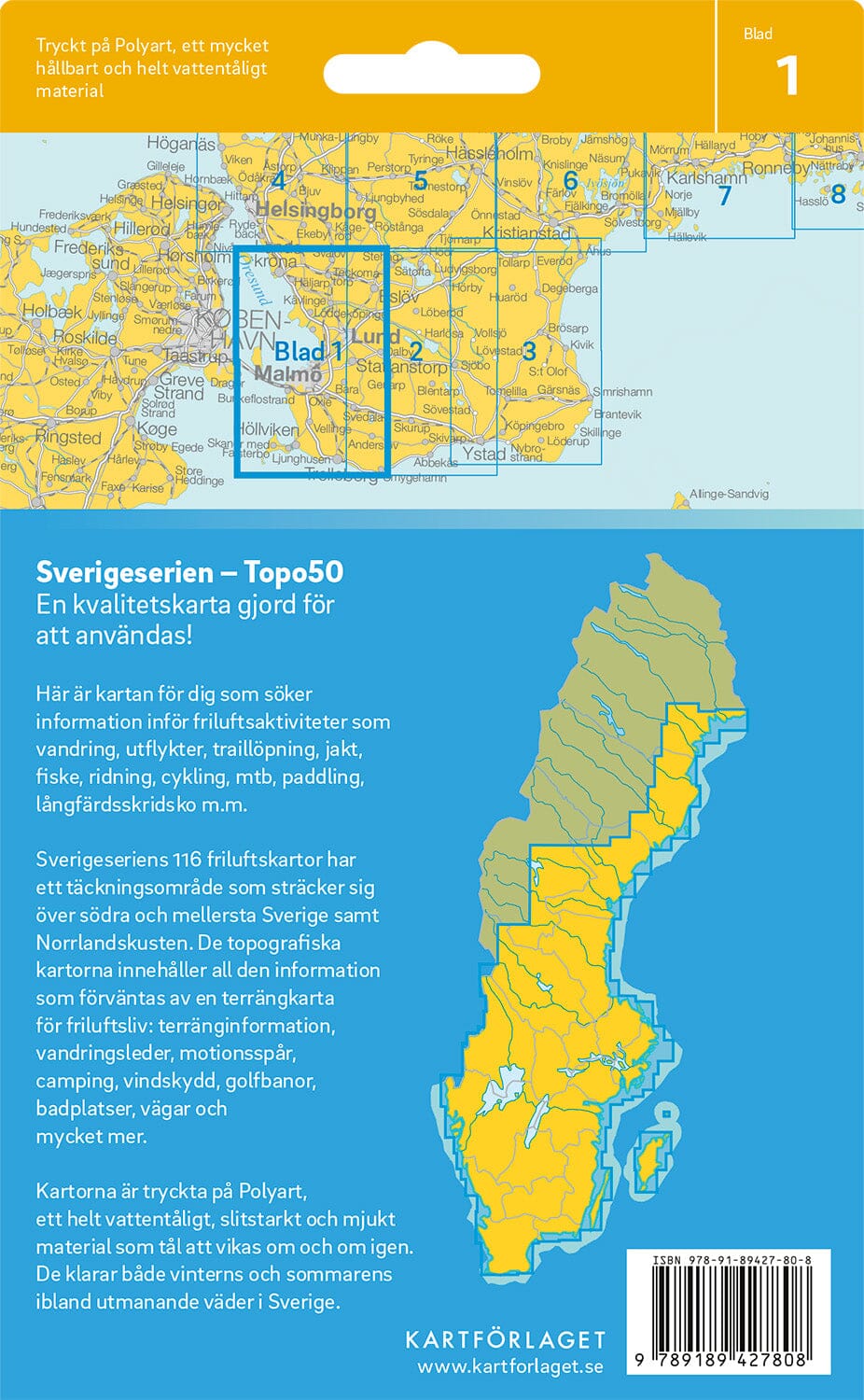 Carte topographique n° 01 - Malmö (Suède) | Norstedts - Sverigeserien carte de randonnée Norstedts