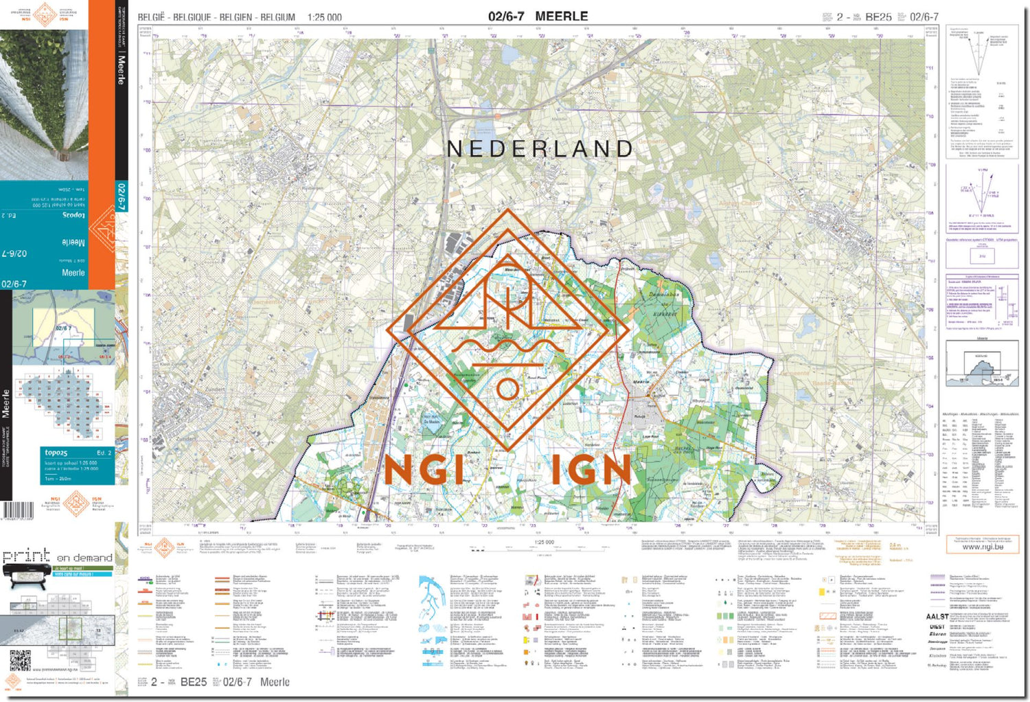 Carte topographique n° 02/6-7 - Meerle (Belgique) | NGI topo 25 carte de randonnée IGN Belgique 
