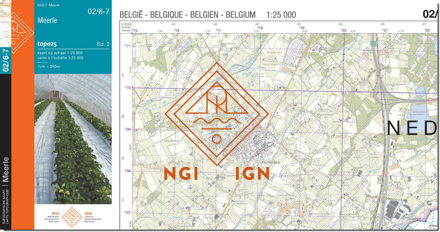 Carte topographique n° 02/6-7 - Meerle (Belgique) | NGI topo 25 carte de randonnée IGN Belgique 
