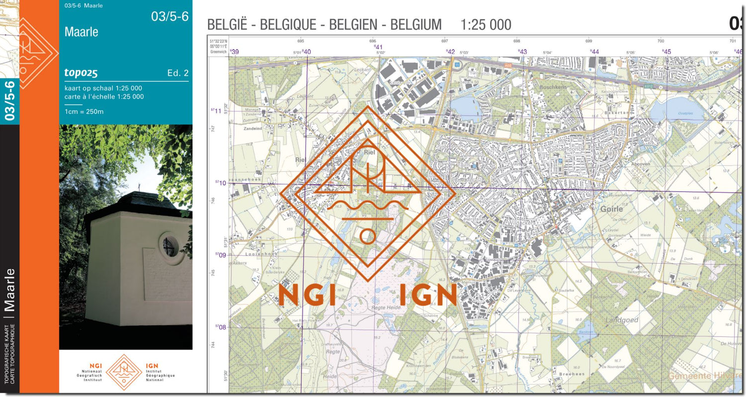 Carte topographique n° 03/5-6 - Maarle (Belgique) | NGI topo 25 carte de randonnée IGN Belgique 