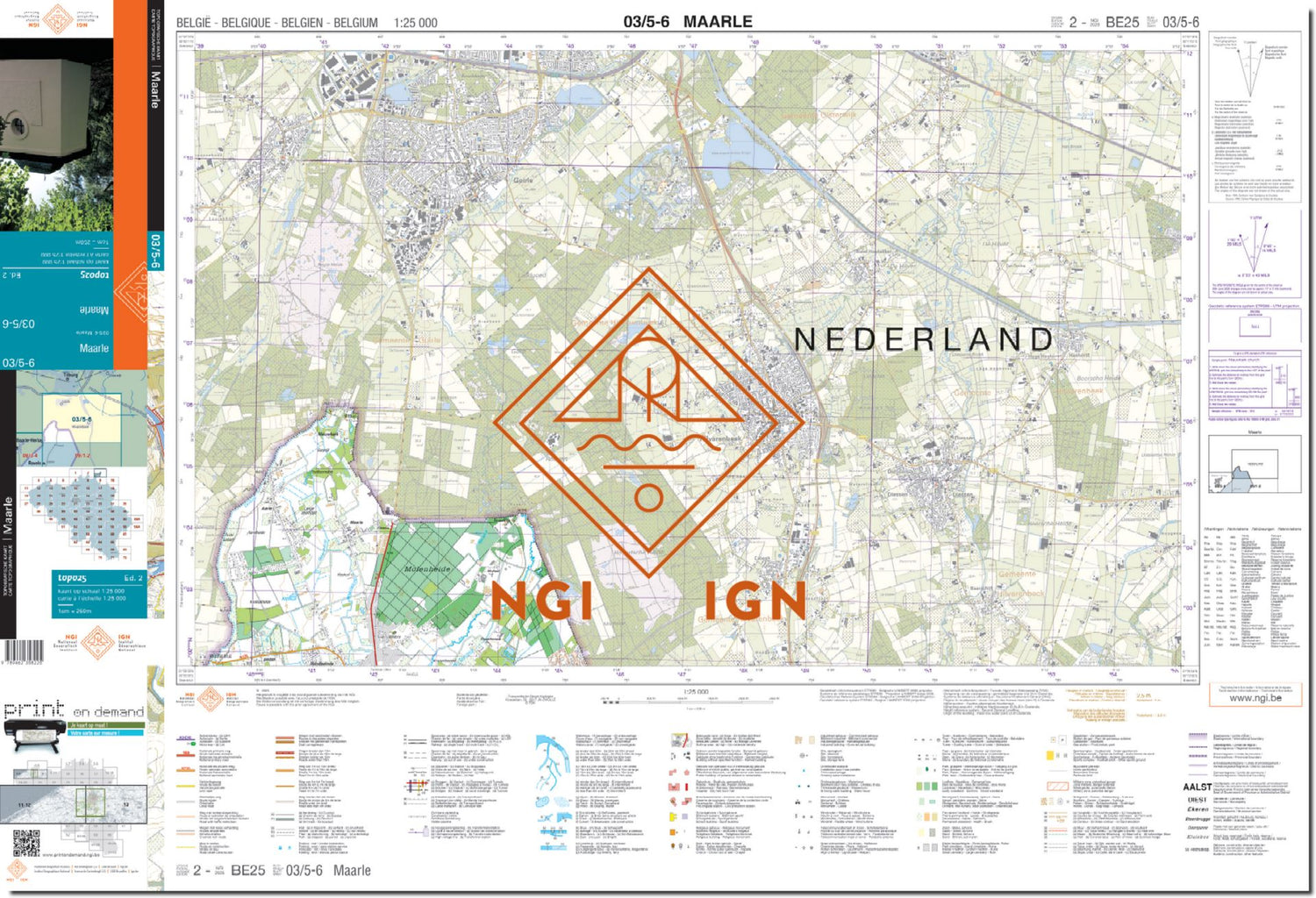 Carte topographique n° 03/5-6 - Maarle (Belgique) | NGI topo 25 carte de randonnée IGN Belgique 
