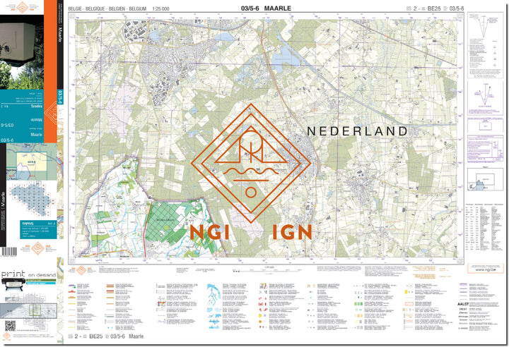 Carte topographique n° 03/5-6 - Maarle (Belgique) | NGI topo 25 carte de randonnée IGN Belgique 