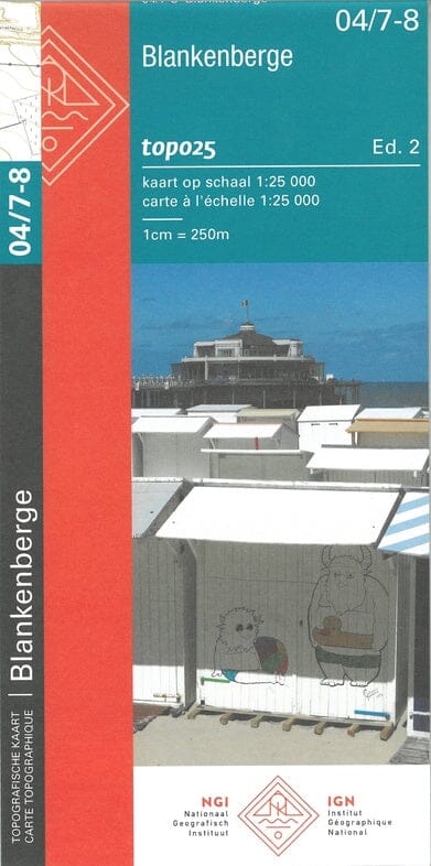 Carte topographique n° 04/7-8 - Blankenberge (Belgique) | NGI topo 25 carte de randonnée IGN Belgique