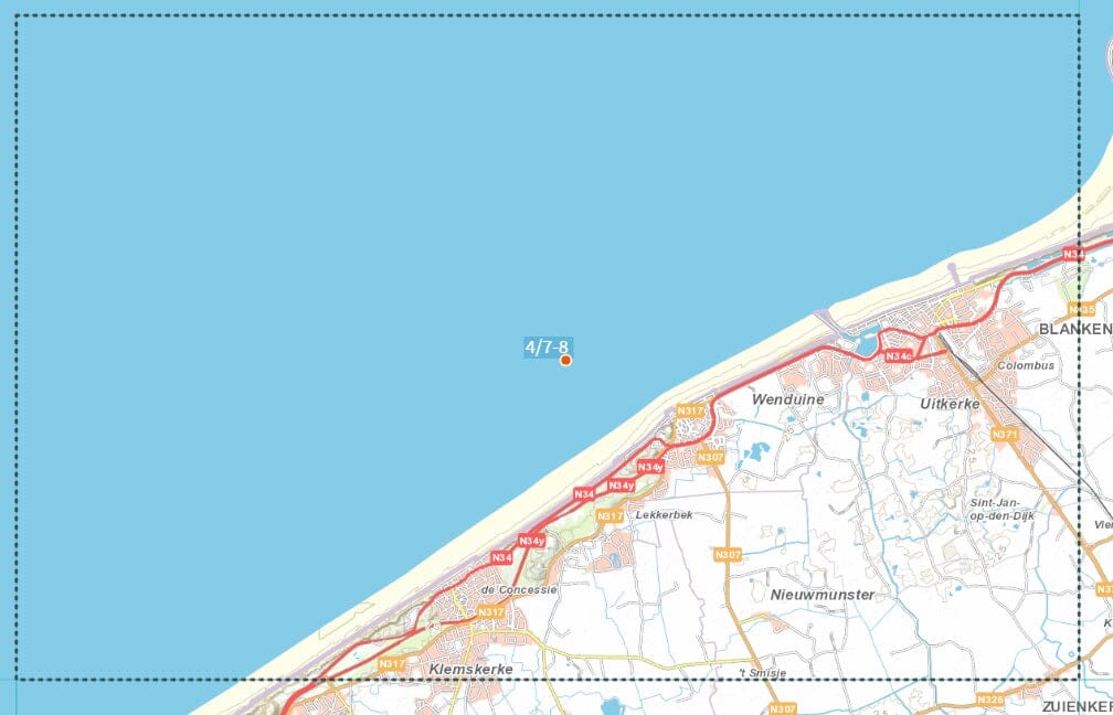 Carte topographique n° 04/7-8 - Blankenberge (Belgique) | NGI topo 25 carte de randonnée IGN Belgique