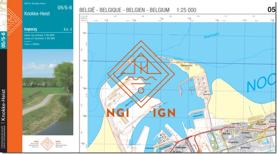 Carte topographique n° 05/5-6 - Knokke-Heist (Belgique) | NGI topo 25 carte de randonnée IGN Belgique