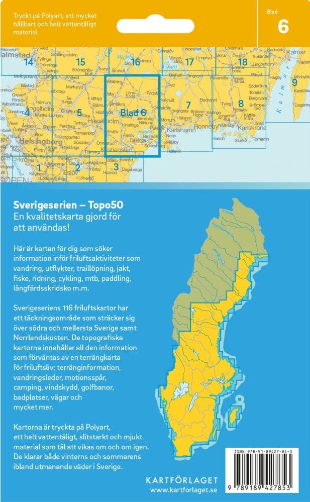 Carte topographique n° 06 - Kristianstad (Suède) | Norstedts - Sverigeserien carte de randonnée Norstedts