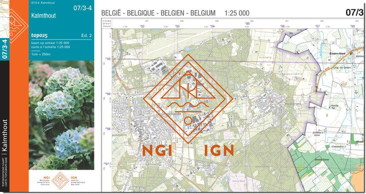 Carte topographique n° 07/3-4 - Kalmthout (Belgique) | NGI topo 25 carte de randonnée IGN Belgique 
