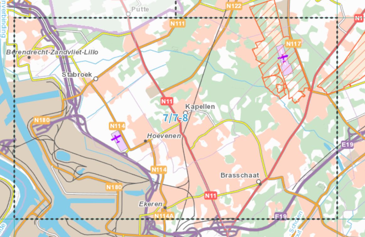Carte topographique n° 07/7-8 - Brasschaat (Belgique) | NGI topo 25 carte de randonnée IGN Belgique 
