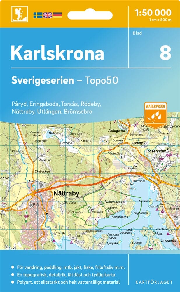 Carte topographique n° 08 - Karlskrona (Suède) | Norstedts - Sverigeserien carte de randonnée Norstedts