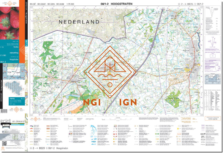Carte topographique n° 08/1-2 - Hoogstraten (Belgique) | NGI topo 25 carte de randonnée IGN Belgique 