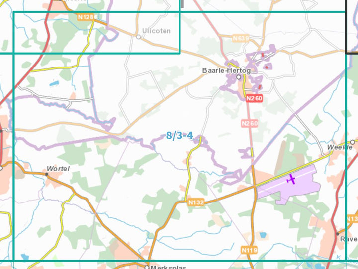 Carte topographique n° 08/3-4 - Baarle-Hertog (Belgique) | NGI topo 25 carte de randonnée IGN Belgique 