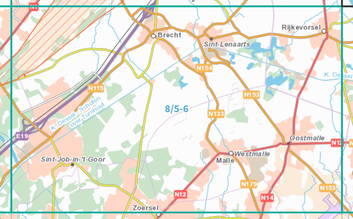 Carte topographique n° 08/5-6 - Brecht (Belgique) | NGI topo 25 carte de randonnée IGN Belgique 