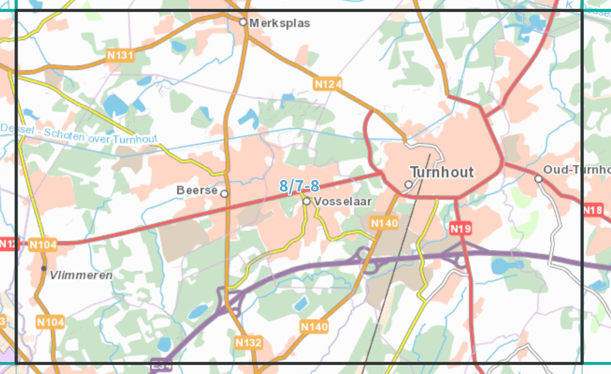 Carte topographique n° 08/7-8 - Turnhout (Belgique) | NGI topo 25 carte de randonnée IGN Belgique 