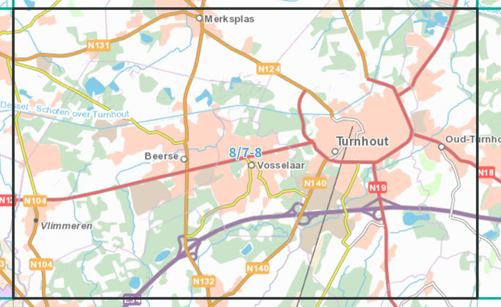 Carte topographique n° 08/7-8 - Turnhout (Belgique) | NGI topo 25 carte de randonnée IGN Belgique 
