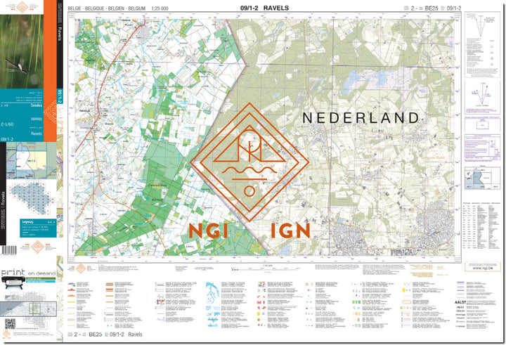 Carte topographique n° 09/1-2 - Ravels (Belgique) | NGI topo 25 carte de randonnée IGN Belgique 
