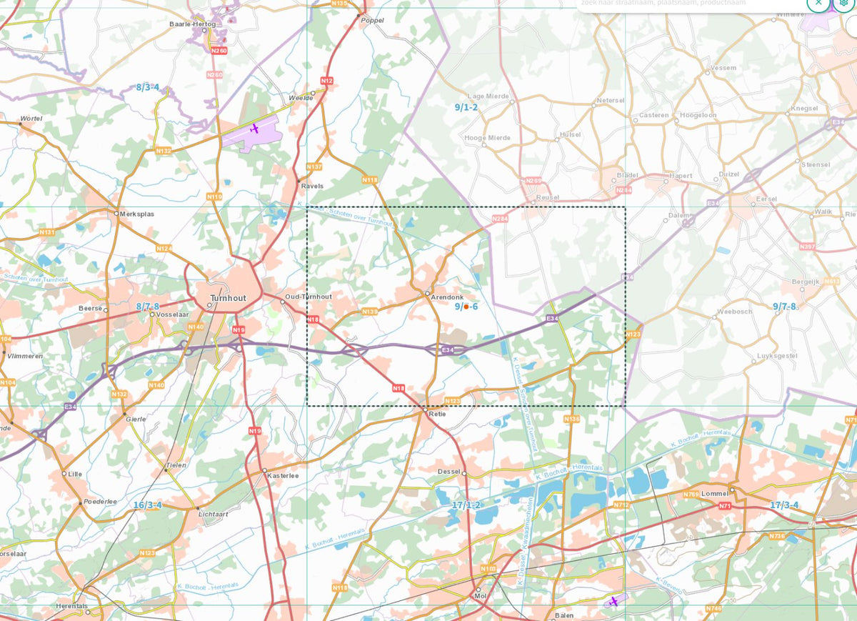 Carte topographique n° 09/5-6 - Arendonk (Belgique) | NGI topo 25 carte de randonnée IGN Belgique 
