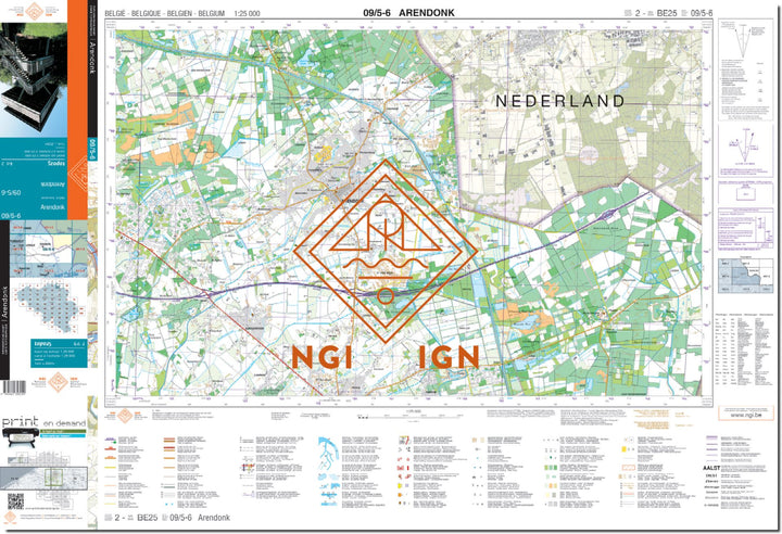 Carte topographique n° 09/5-6 - Arendonk (Belgique) | NGI topo 25 carte de randonnée IGN Belgique 