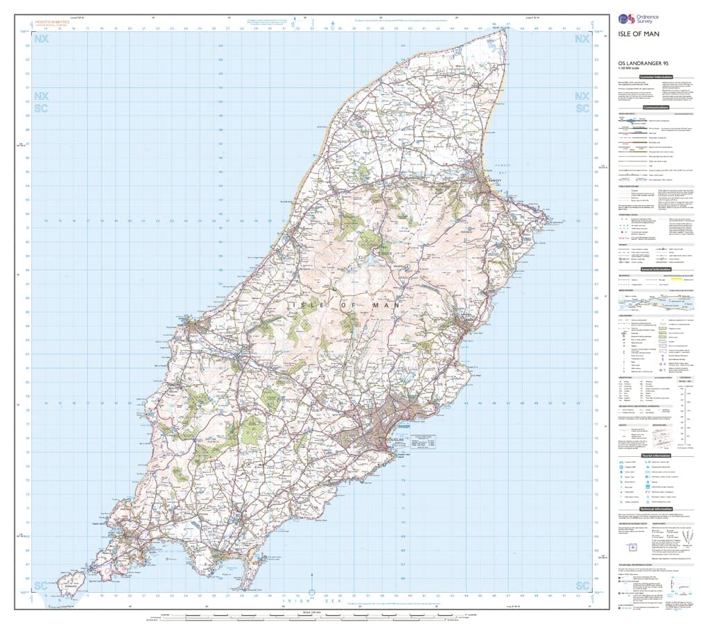 Carte topographique n° 095 - Ile de Man | Ordnance Survey - Landranger carte de randonnée Ordnance Survey