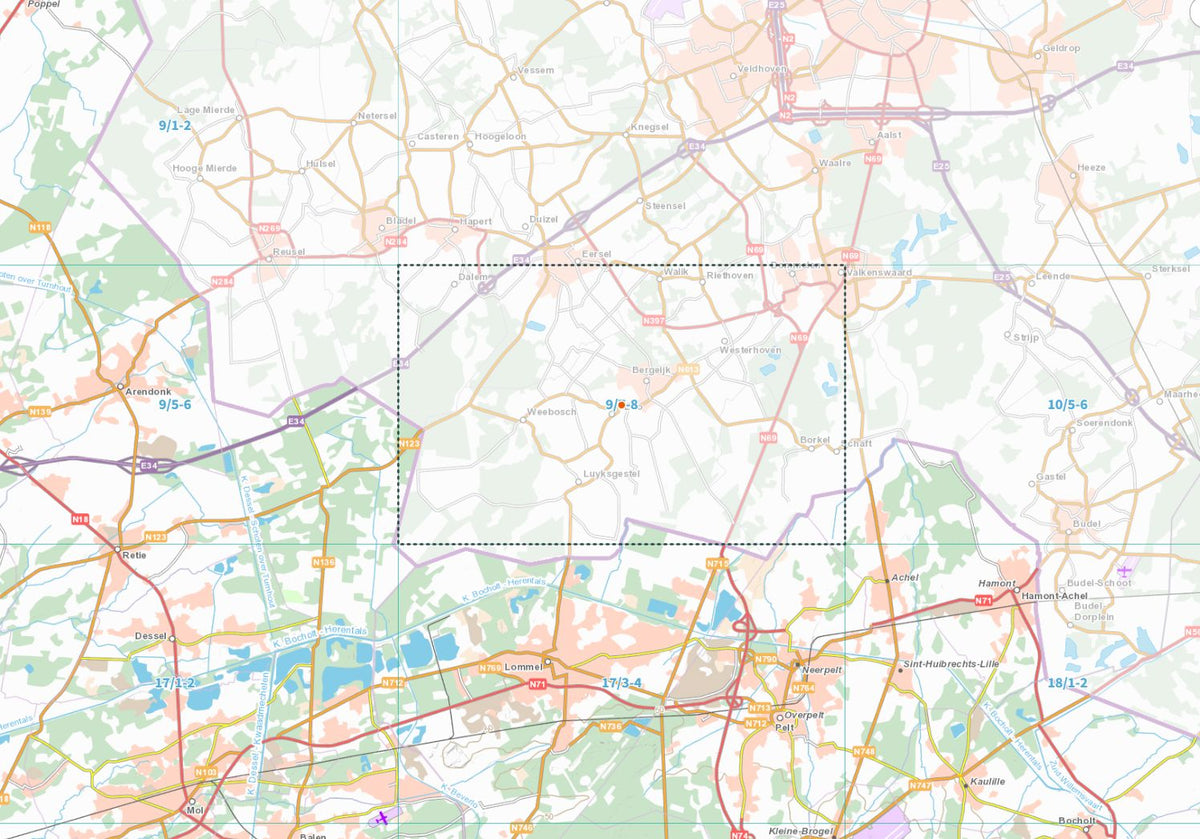 Carte topographique n° 09/7-8 - Platte Heide (Belgique) | NGI topo 25 carte de randonnée IGN Belgique 