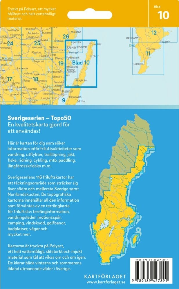 Carte topographique n° 10 - Borgholm (Suède) | Norstedts - Sverigeserien carte de randonnée Norstedts