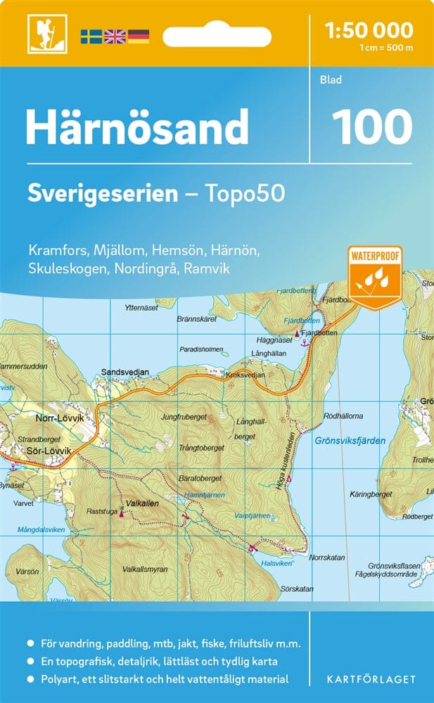 Carte topographique n° 100 - Härnösand (Suède) | Norstedts - Sverigeserien carte de randonnée Norstedts