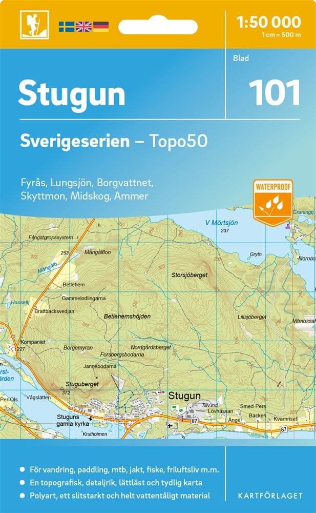 Carte topographique n° 101 - Stugun (Suède) | Norstedts - Sverigeserien carte de randonnée Norstedts
