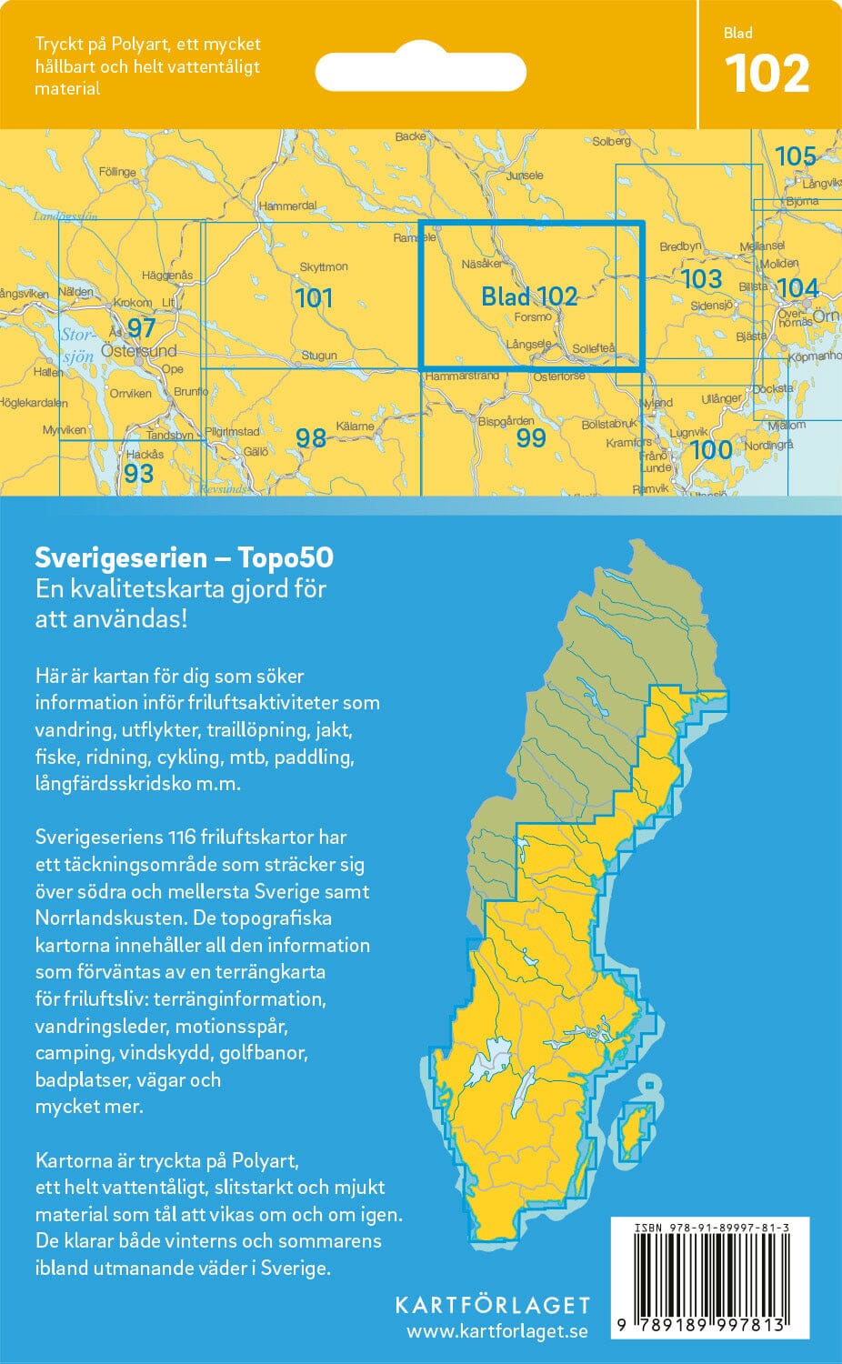 Carte topographique n° 102 - Sollefteå (Suède) | Norstedts - Sverigeserien carte de randonnée Norstedts