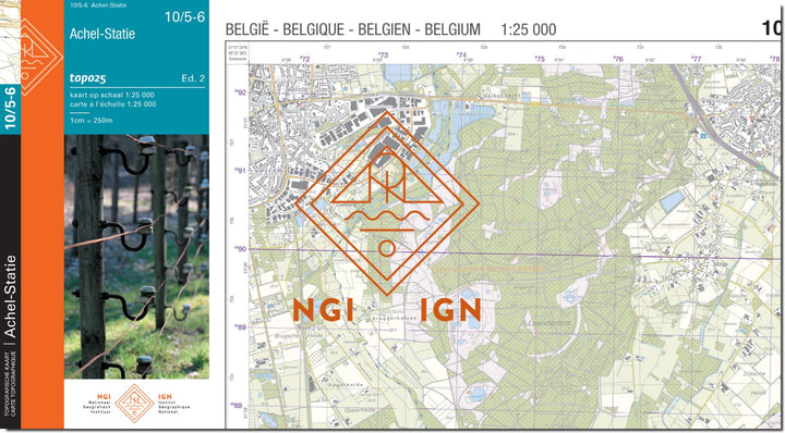 Carte topographique n° 10/5-6 - Achel Statie (Belgique) | NGI topo 25 carte de randonnée IGN Belgique 
